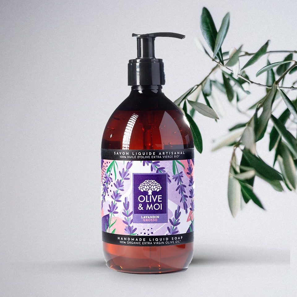 Olive & Moi Savon Liquide bio à l'huile d'olive Vierge parfum lavande